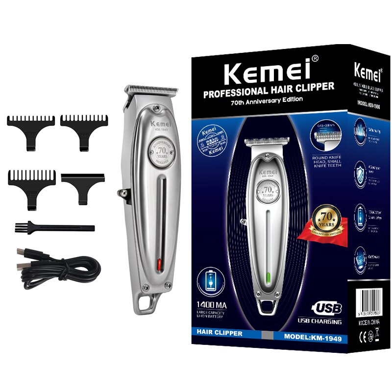 Professional Hair Clipper All Metal Men Electric Cordless Hair Trimmer