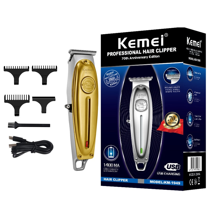 Professional Hair Clipper All Metal Men Electric Cordless Hair Trimmer