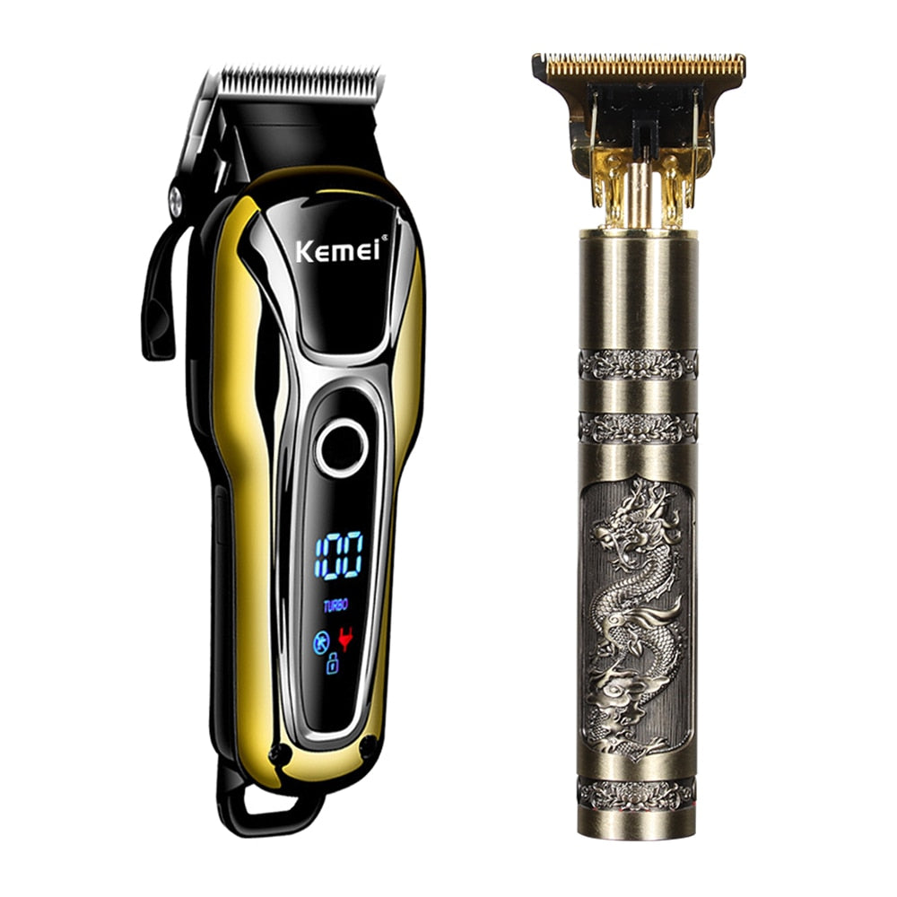 Kemei Hair Clipper Beard Trimmer and Beard Shaver Set USB Rechargeable