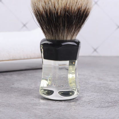 Two Band Badger Hair Clear Handle Beard brush