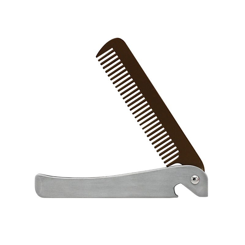 Men Folding Pocket Hair Beard Comb Comb Metal Handle Foldable Comb