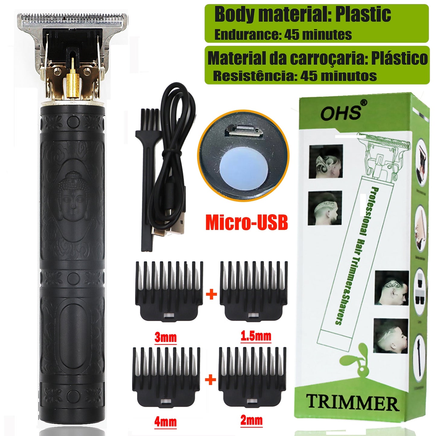 USB Vintage T9 0MM Carving Professional Hair Trimmer