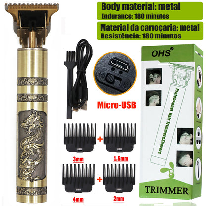 USB Vintage T9 0MM Carving Professional Hair Trimmer