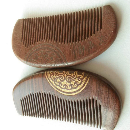 Pocket Wooden Comb Natural Black Gold Sandalwood