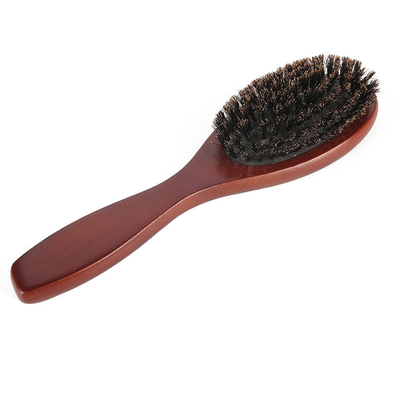 Hair Brush Wood Handle Boar Bristle Beard Comb