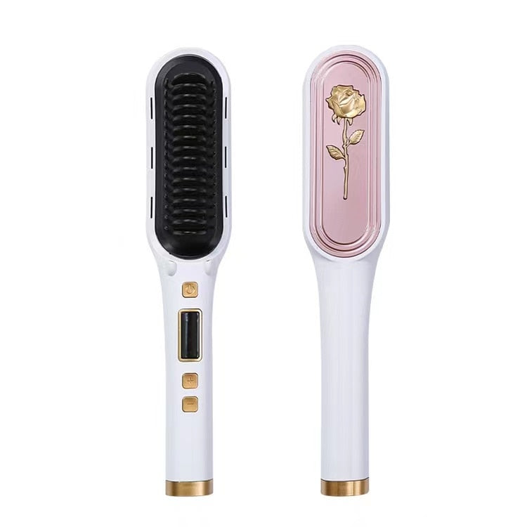 Hair Straightener Men Beard Comb Ceramic Hair Curler Brush Hair Comb Curling Hair Iron Hair Brush