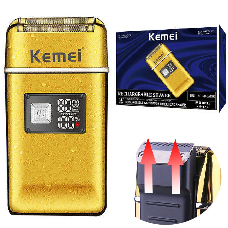 Original Kemei Metal 2-Speed Electric Shaver For Hair Beard Rechargeable Razor