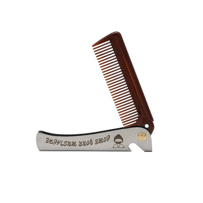 Folding Steel Combs For Men Oil Head Portable Beard