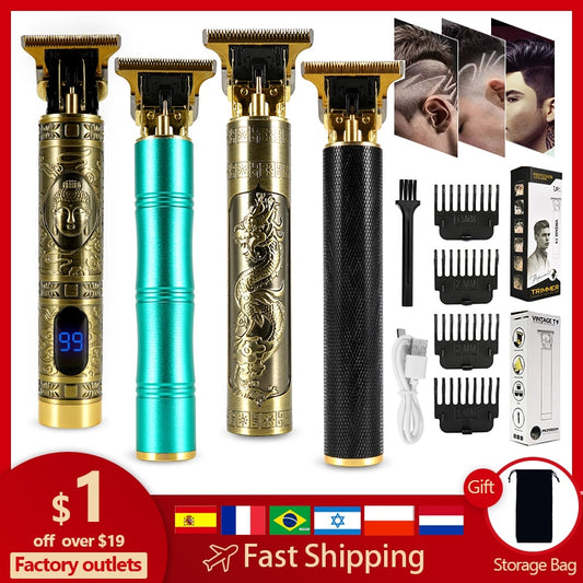 Electric Hair Clipper Man LCD 0mm Shaver Trimmer For Men Barber Professional Beard Hair Cutting