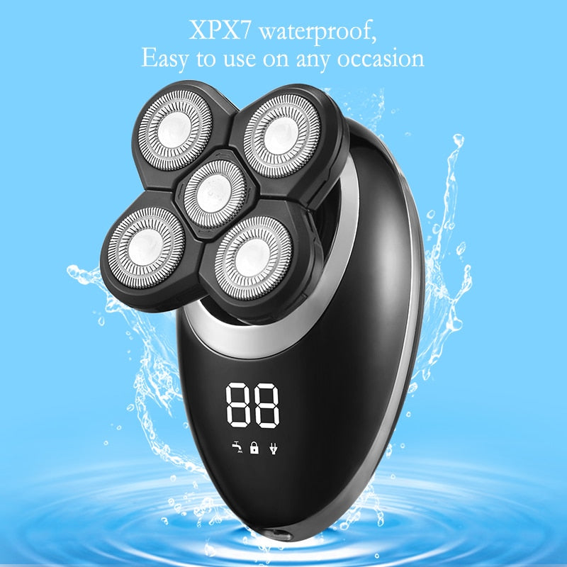 IPX7 Waterproof Electric Shaver Razor for Men Beard