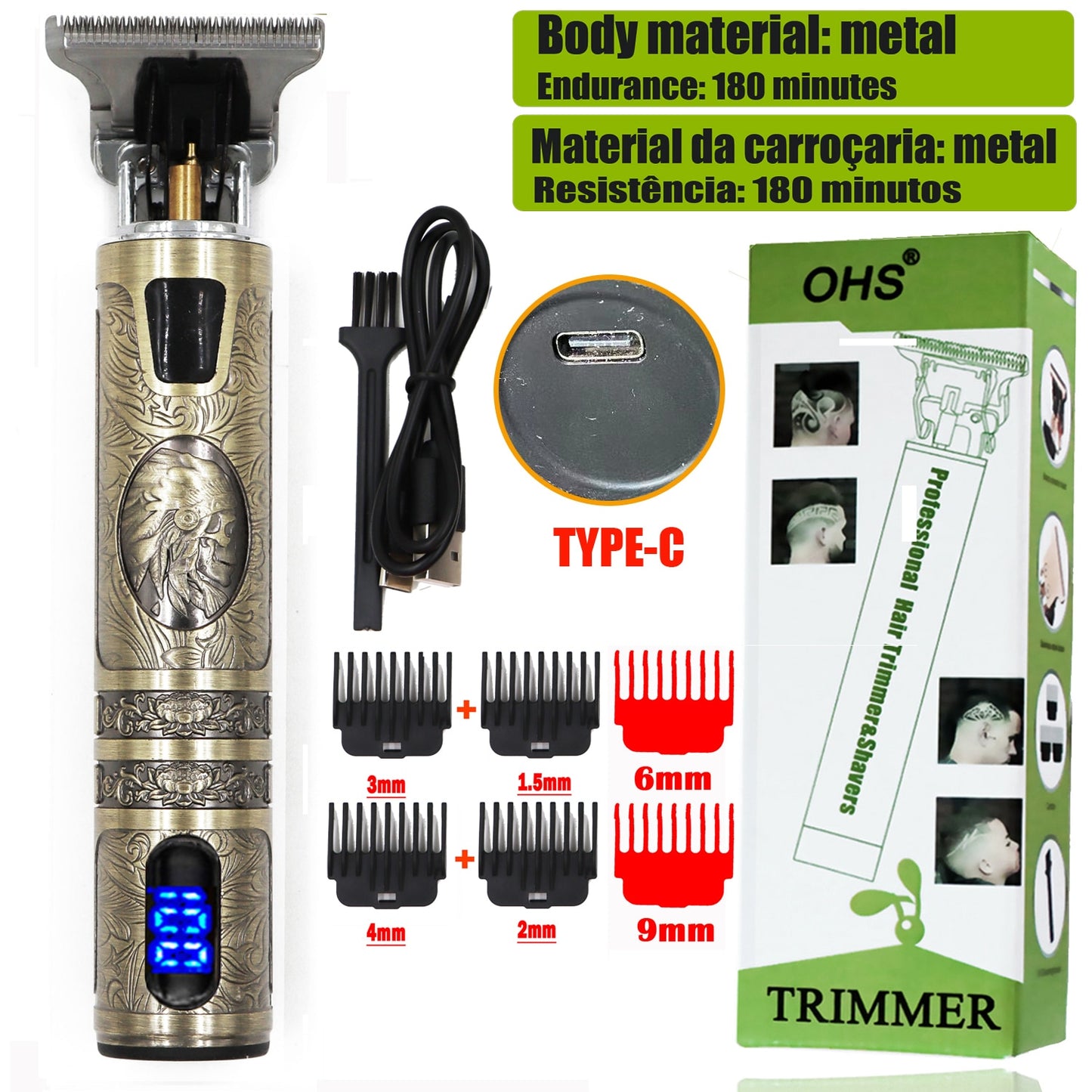 HOT T9 Professional LCD Display Electric Hair Clipper