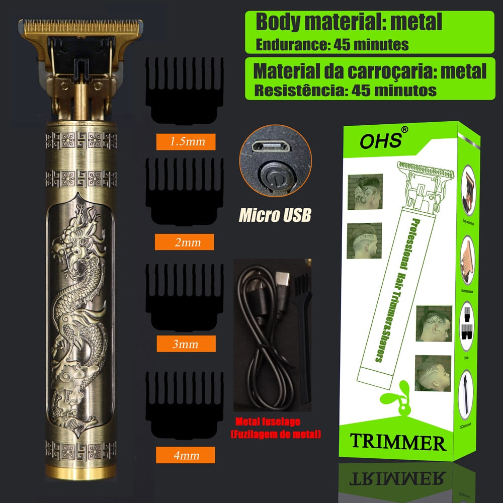 USB Vintage T9 0mm Electric Hair Trimmer