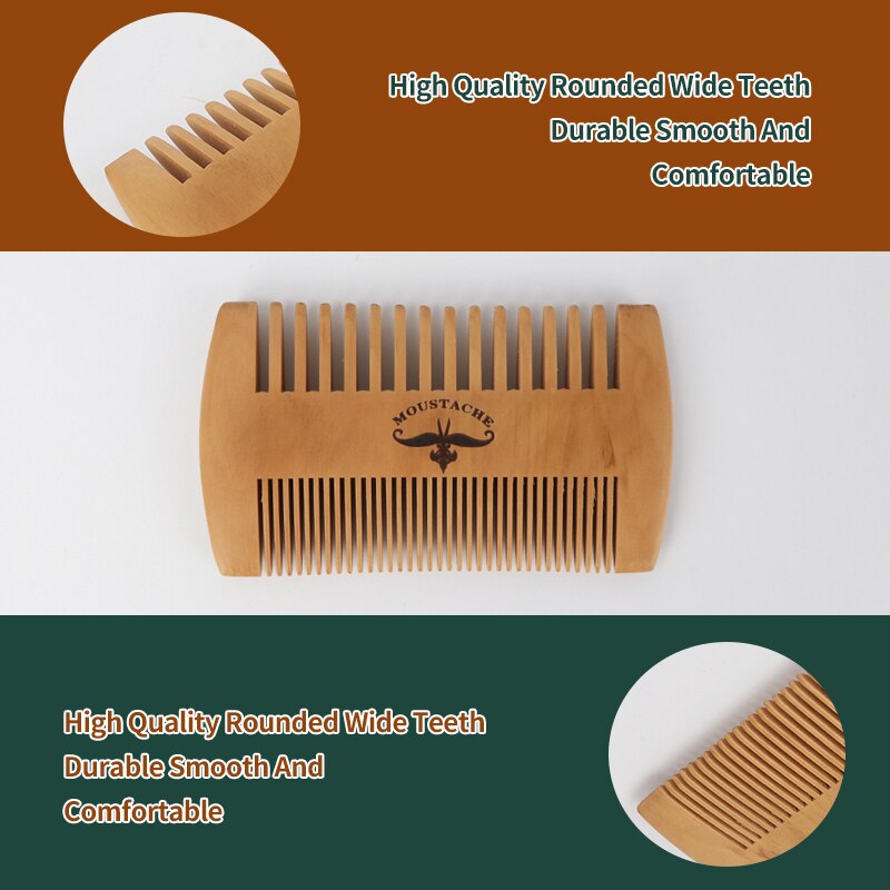 Natural Boar Bristle Beard Brush Set Double Sided