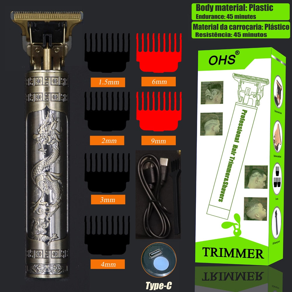 USB Vintage T9 0mm Electric Hair Trimmer