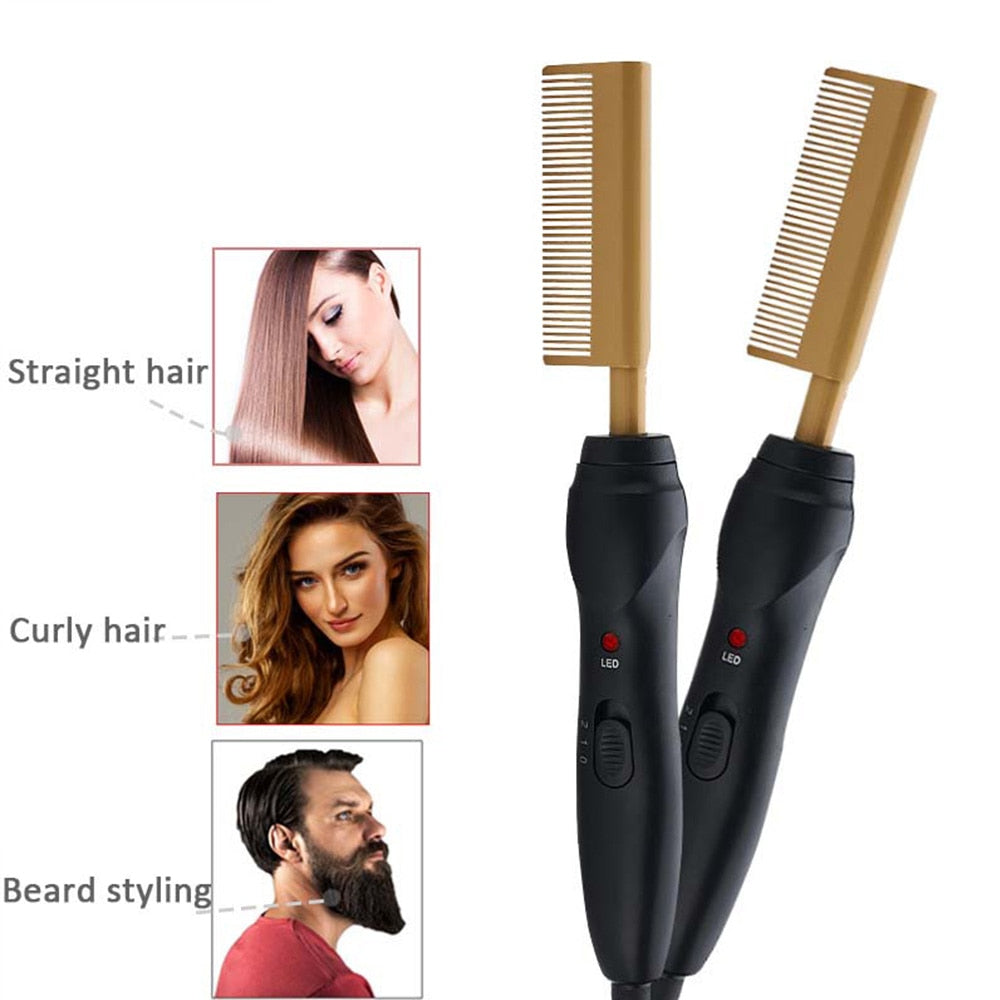 Electrical Hot Heating Beard Comb Hair Curler