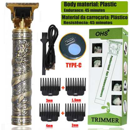 USB Vintage T9 0MM Carving Professional Hair Trimmer