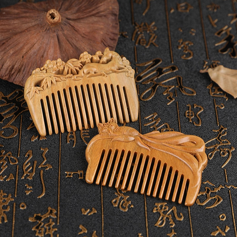 Pocket Comb Natural Peach Wood Small Comb