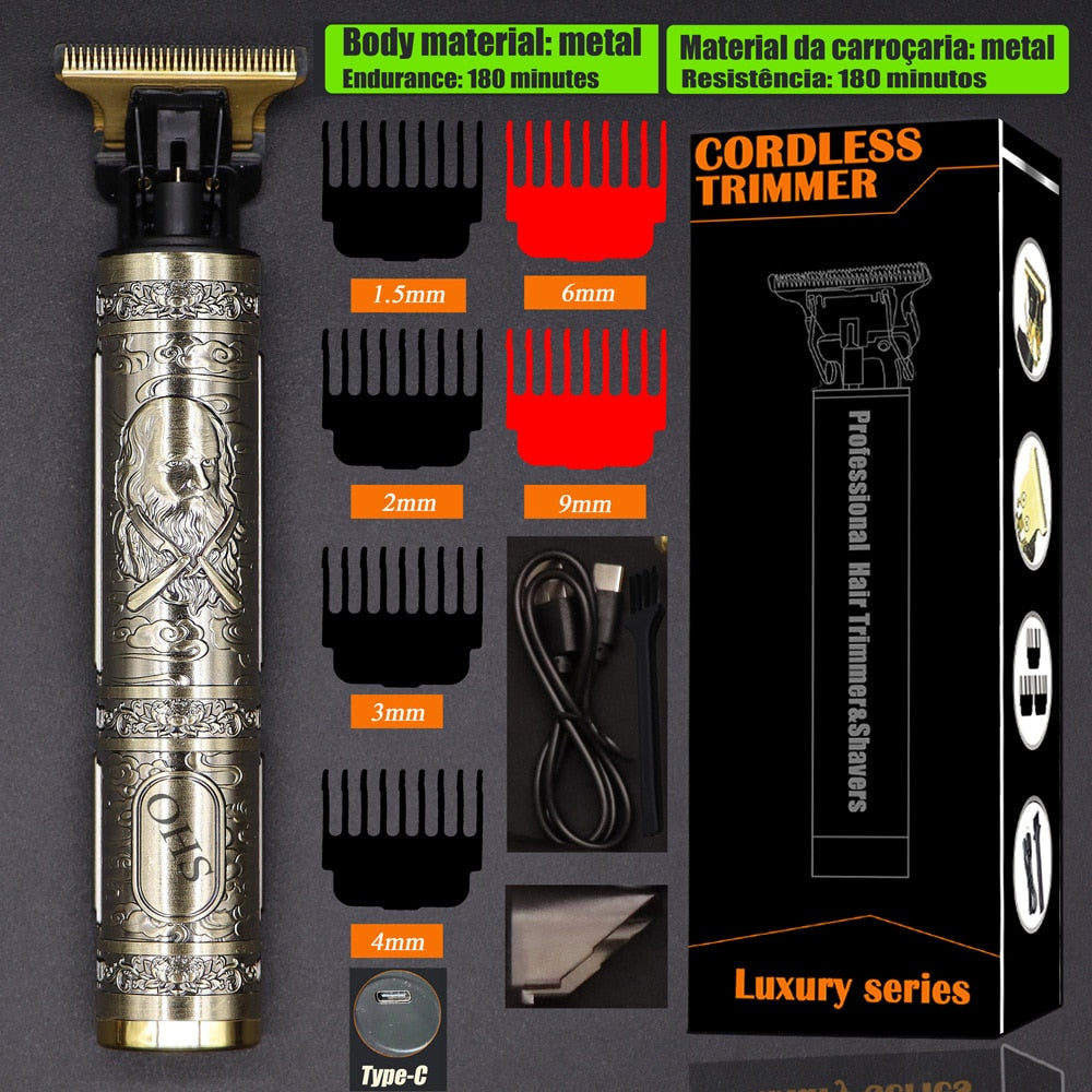 USB Vintage T9 0mm Electric Hair Trimmer