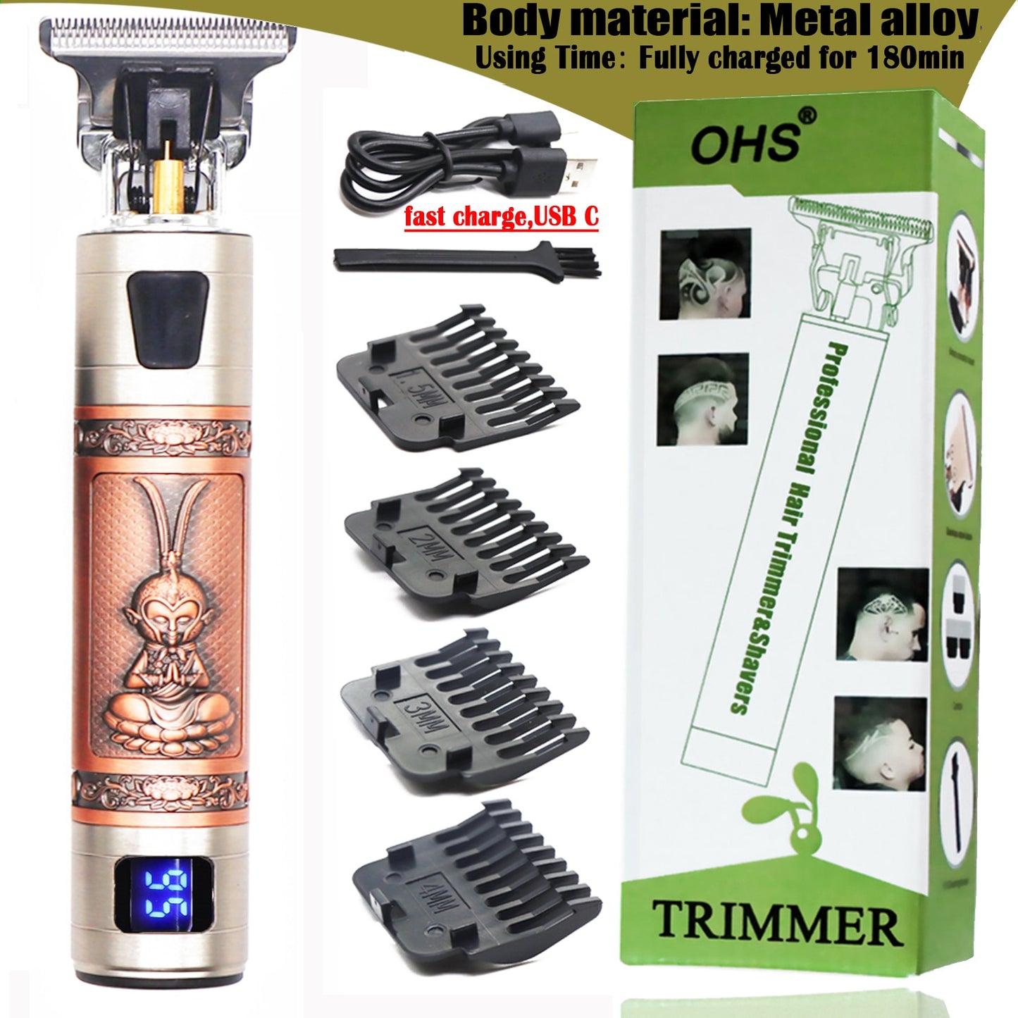 Electric Hair Clipper Rechargeable Shaver For Short Hair