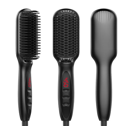 2 in 1 Hair Straightener Brush Heating Beard Clip Comb Styler Electric Ionic Straightening Brush