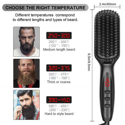 2 in 1 Hair Straightener Brush Heating Beard Clip Comb Styler Electric Ionic Straightening Brush