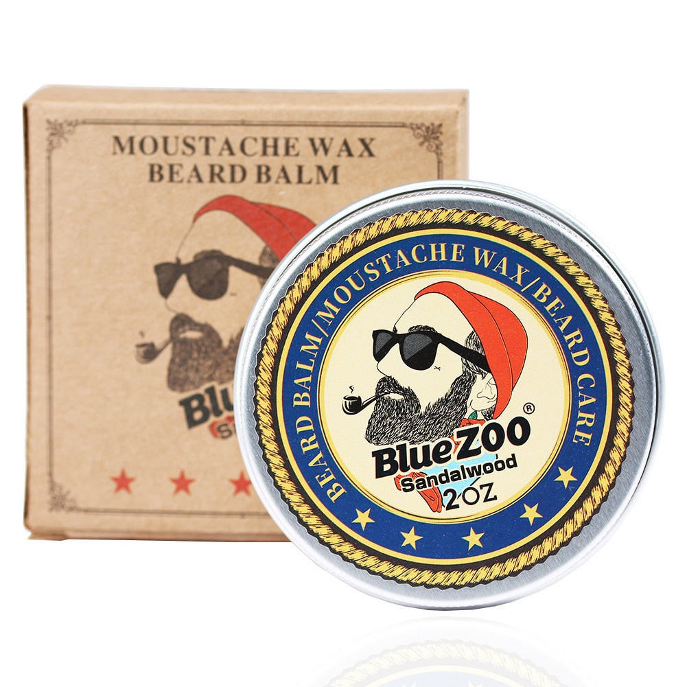 Blue ZOO Natural Beard Oil Balm Moustache Styling Beeswax beard growth