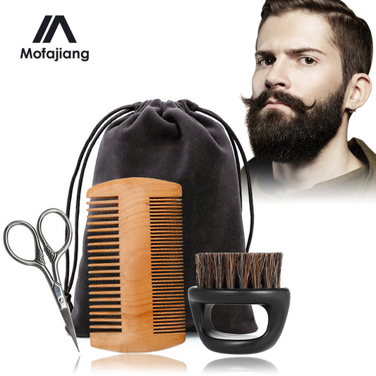 3 Pieces/Set/Set Men Beard Grooming Kit Mustache & Beard Styling Tools