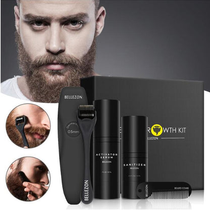 4 Pieces set Beard Growth Kit Men's Hair Growth Enhancer Set Beard