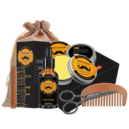 5 Pieces Set Beard Kit Styling Tool Beard Bib Aprons Balm Beard Oil