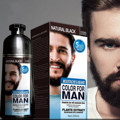 Natural Beard Hair Dying Shampoo Long Lasting Black Beard Dye Shampoo