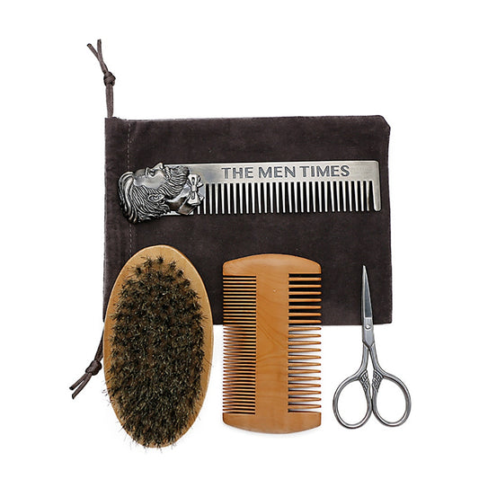 New 5PCS/Set Beard Brush Comb Mens Mustache Hair Care Grooming Kit