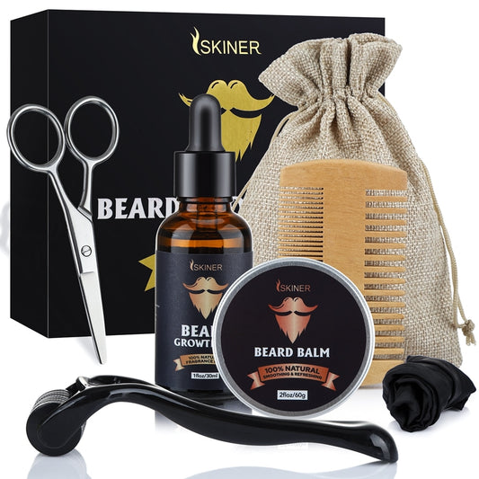 1 Set Men Beard Grooming Kit Mustache Beard Hair Growth Oil Styling Tool