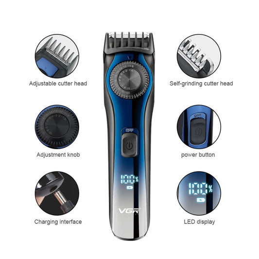 Professional digital LCD display adjustable beard trimmer